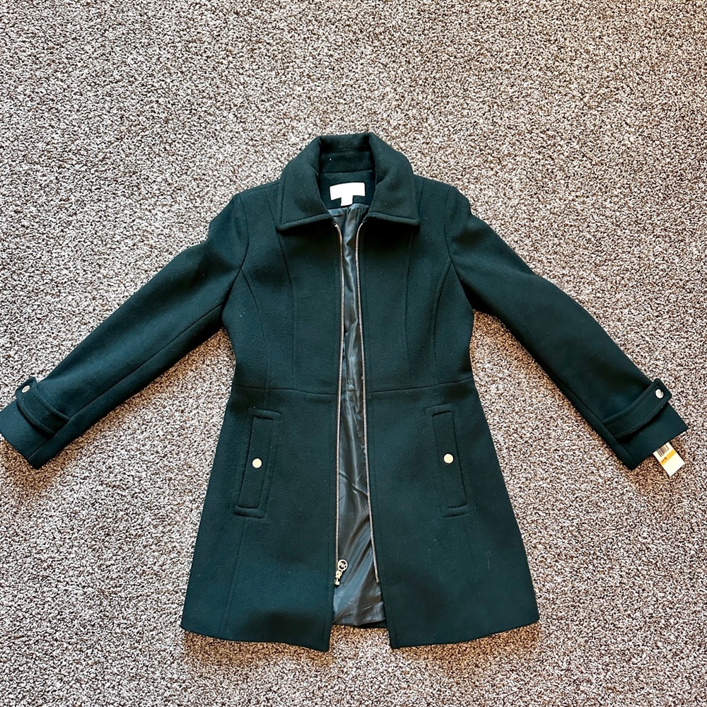 NWT Michael Kors Dark Green wool coat size S